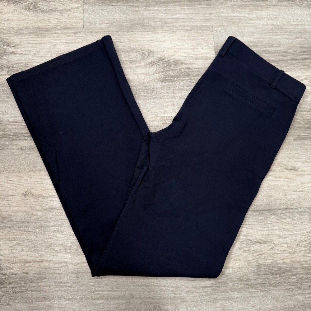 Betabrand Dress Pant Yoga Pants Navy Blue Bootcut Stretch Trousers Size L Long